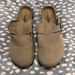 Taupe Suede Slip-On Clogs for Women